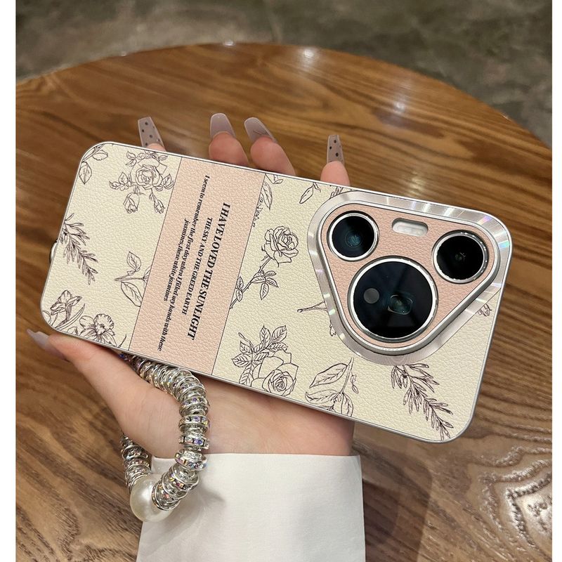 Suitable for Huawei Pura70Pro+new phone case 70Ultra sketching leather camellia mate60pro high-end feel p60/p50 luxury_voghion.com