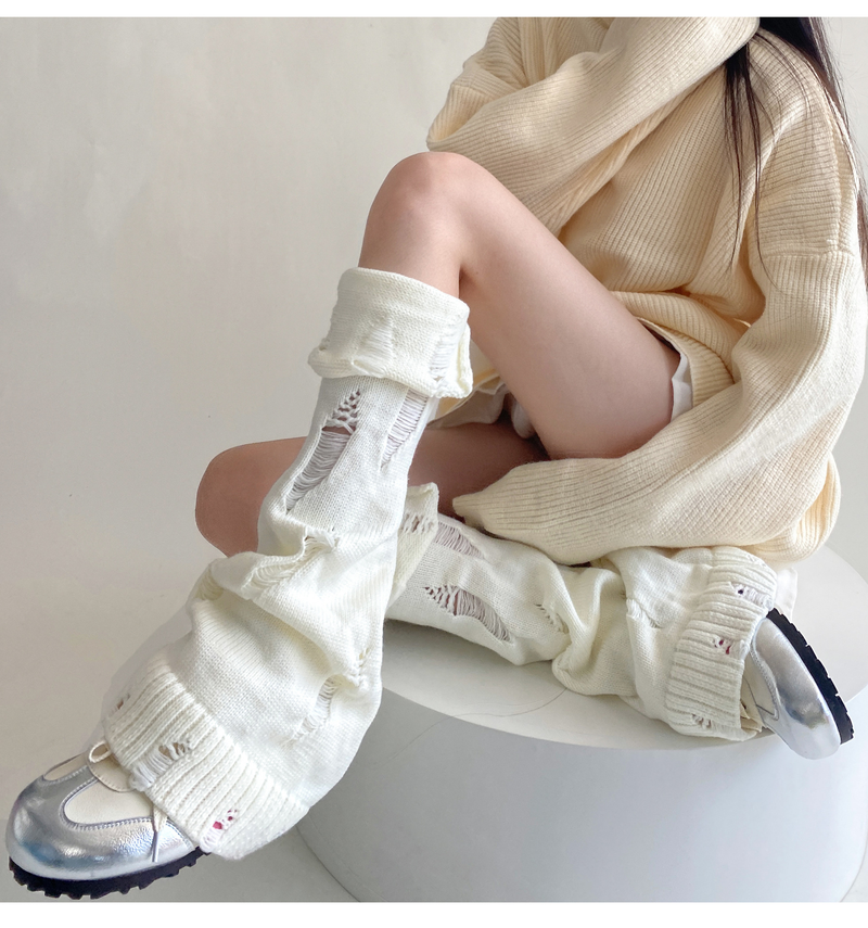 Jambières en tricot et daim pour femme, style automne/hiver_voghion.com