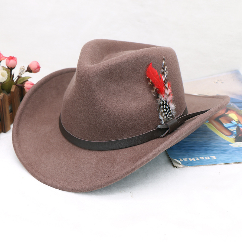 Tibetansk ull cowboyhatt vestlig gentleman filthatt jazzhatt herre vinterhatt_voghion.com