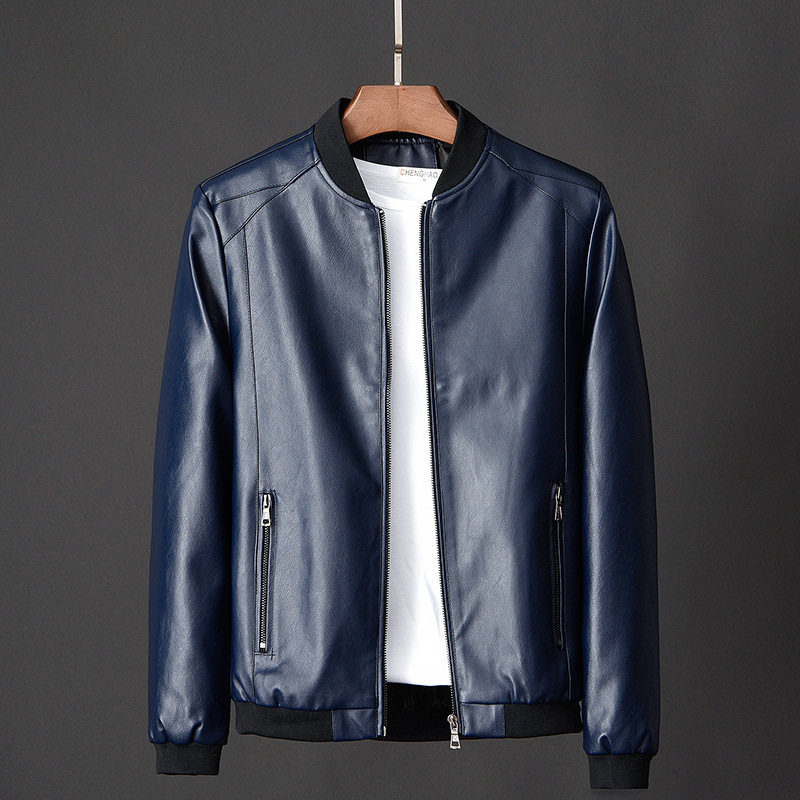 Oversized autumn standing collar, for men with fat guy jacket, youth motorcycle leather jacket_voghion.com