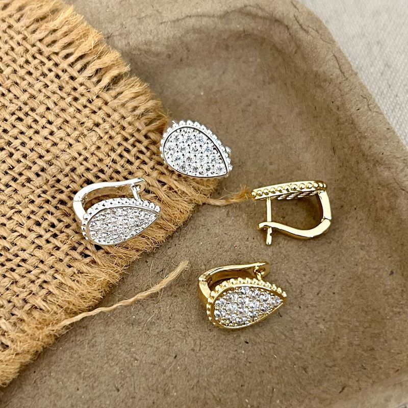 PONYKISS Orecchini a cerchio con goccia d'acqua in argento sterling 925 e oro 14K, zirconi, per donna, gioielli classici, accessori minimalisti_voghion.com