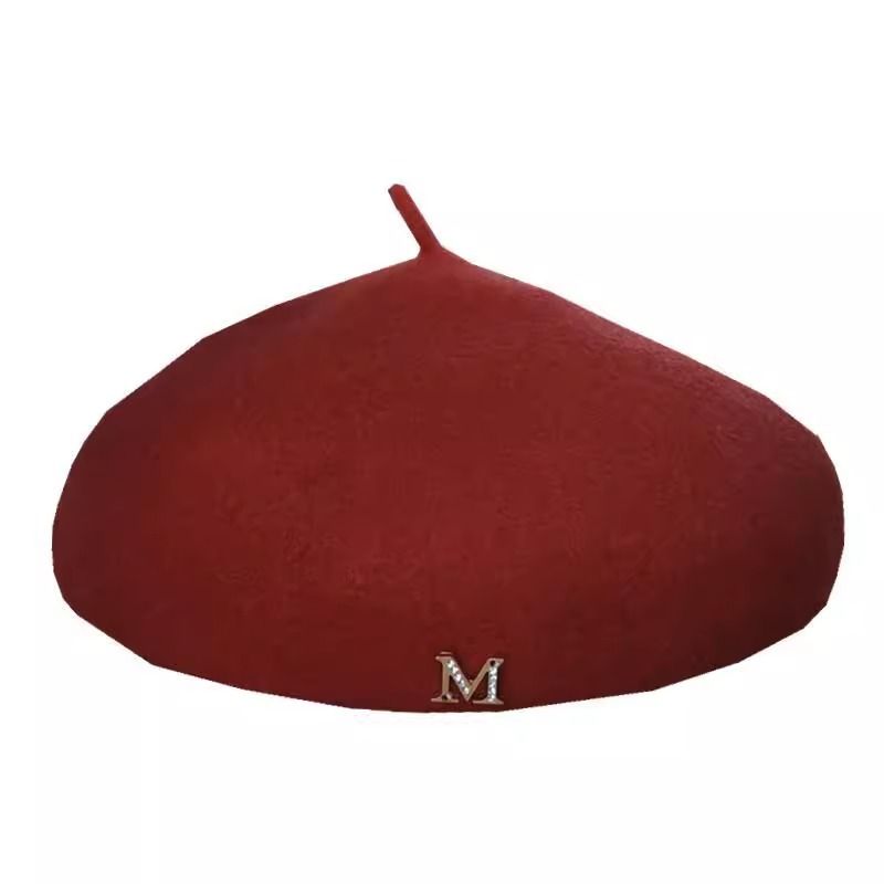 Béret noir en laine M pour femmes en automne et en hiver, version coréenne, chapeau octogonal de célébrité britannique d'internet, peintre_voghion.com