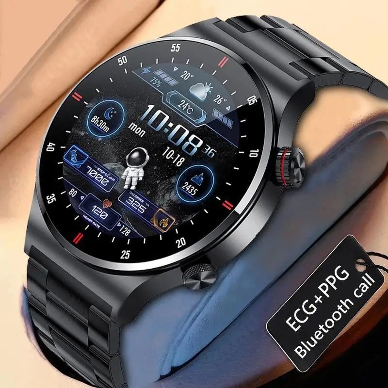 QW33 Voor Mannen Bluetooth Call ECG + PPG Gezondheidsmonitoring Smartwatch Draaiknop HD Scherm Huawei Xiaomi_voghion.com