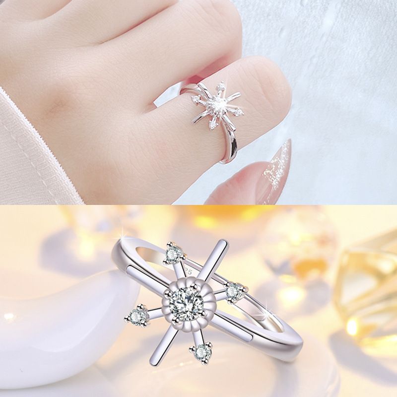 Cross Personality, 2025 Gift, Niche, Light Luxury Design, Adjustable Diamond Ring, Female Accessory_voghion.com