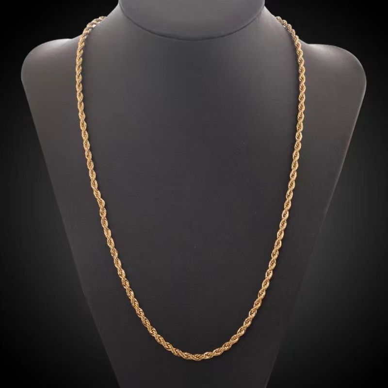 Jinshihu JSH Gold Plated Color Preserving 4MM Fried Dough Twists Rope Necklace With Long Buckle Is Fashionable And_voghion.com