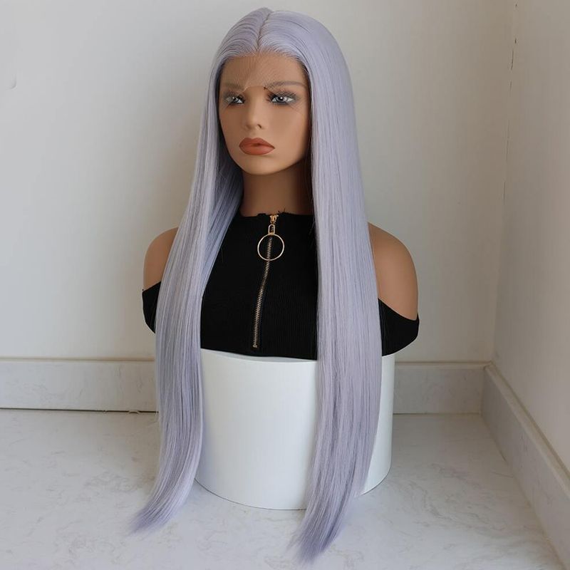 Hett såld 13x3.5 syntetisk spets fram Ws för kvinnor Sier Grey Ginger Orange 99J Bury Lång Straht Limfri Cosplay Fest Dagligen_voghion.com