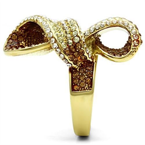 GL307 - IP Gold(Ion Plating) Brass Ring with Top Grade Crystal in Multi Color_voghion.com