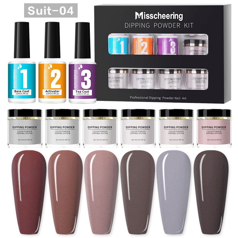 Set di polvere per immersione per nail art senza lampada da cottura, polvere per immersione francese, glitter per unghie, polvere per immersione_voghion.com