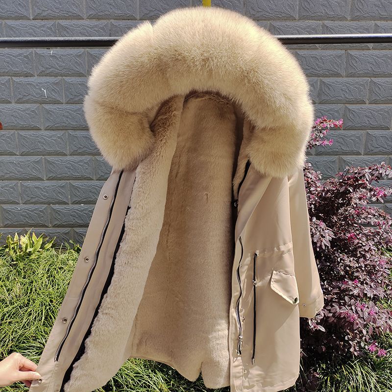 Abbigliamento da donna Nuovo inverno Parka da donna di media lunghezza Fodera in pelliccia rimovibile Collo in pelliccia Cappotto in pelliccia_voghion.com