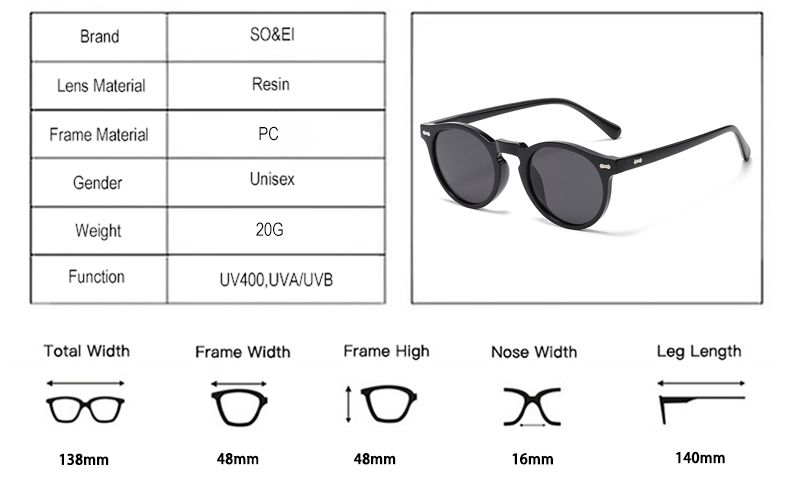 Moda SO&EI Retro Rotondi Occhiali da sole polarizzati Donna Moda Rivetti Decorazione Tonalità UV400 Uomo Punk Occhiali da sole Verde scuro_voghion.com