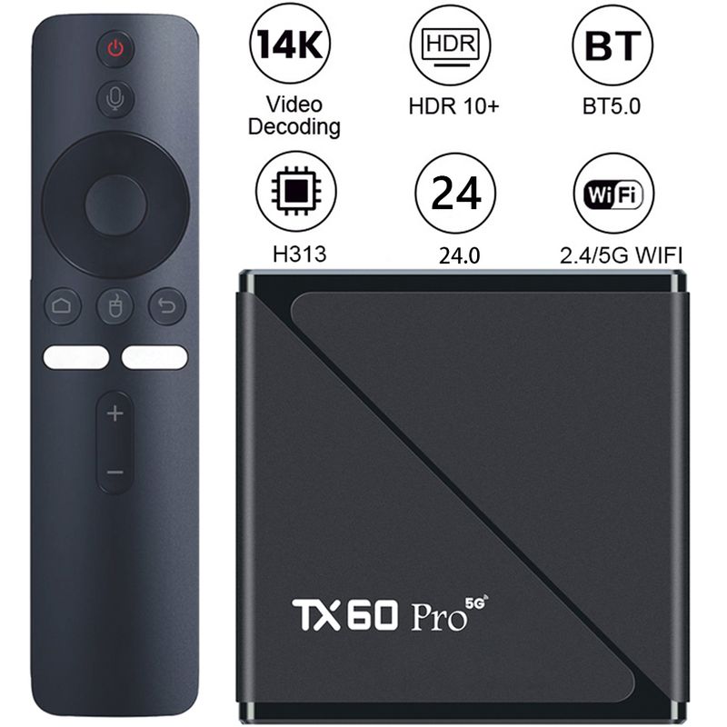 24 TV 16GB 256GB Media Player 14K 2,4G/5G Dual WiFi Set-Top-Box mit Fernbedienung Android Box_voghion.com