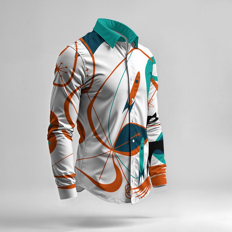 2025 Spring Summer Men Shirt Set Geometry Print Fashion Abstract Two Piece Set Mens Cat Lightweight Party Long Sleeves Suit Casu_voghion.com