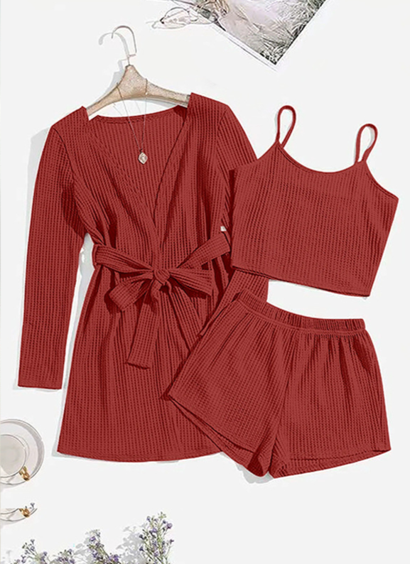 Home Fury Waffler Women's Three Piece Pajama Set is Hot Selling and can be OEM_voghion.com
