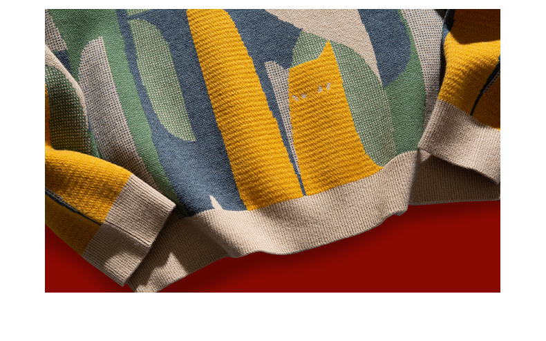 2023 Hierscht Haruku Stréckpullover Männer Fraen Wanter Cartoon Voll Kaz Print Pullover Vintage Causal Loose Pullover_voghion.com
