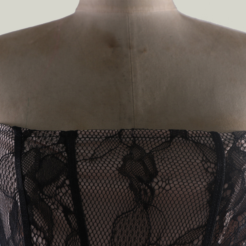 Damenbekleidung sexy ärmelloser Jumpsuit mit Spitzen-Hosenträgern_voghion.com