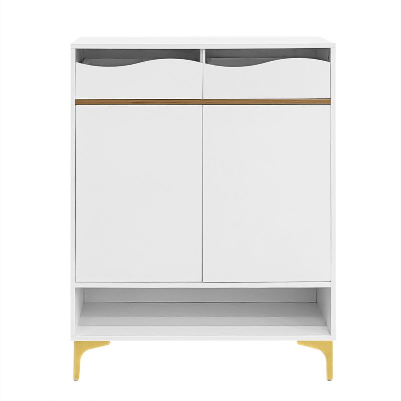 Meuble à chaussures blanc moderne avec éclairage LED 16 couleurs – Rangement gain de place pour couloir 80 x 35 x 105 cm avec tiroirs et étagères – Pour entrée, salon, couloir_voghion.com