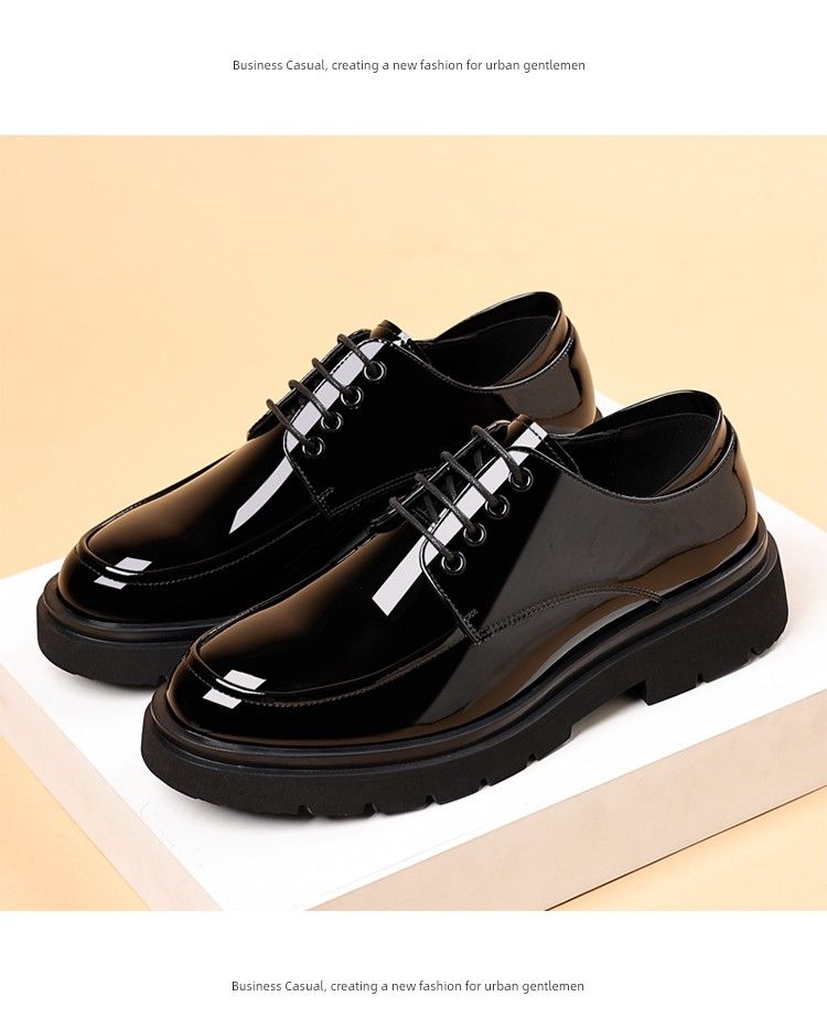Primavera Homens Brilhantes Couro Juventude Estilo Britânico Sola Grossa Altura Aumentando Negócios Fantasia Cabeleireiro Vestido Sapatos Grandes_voghion.com