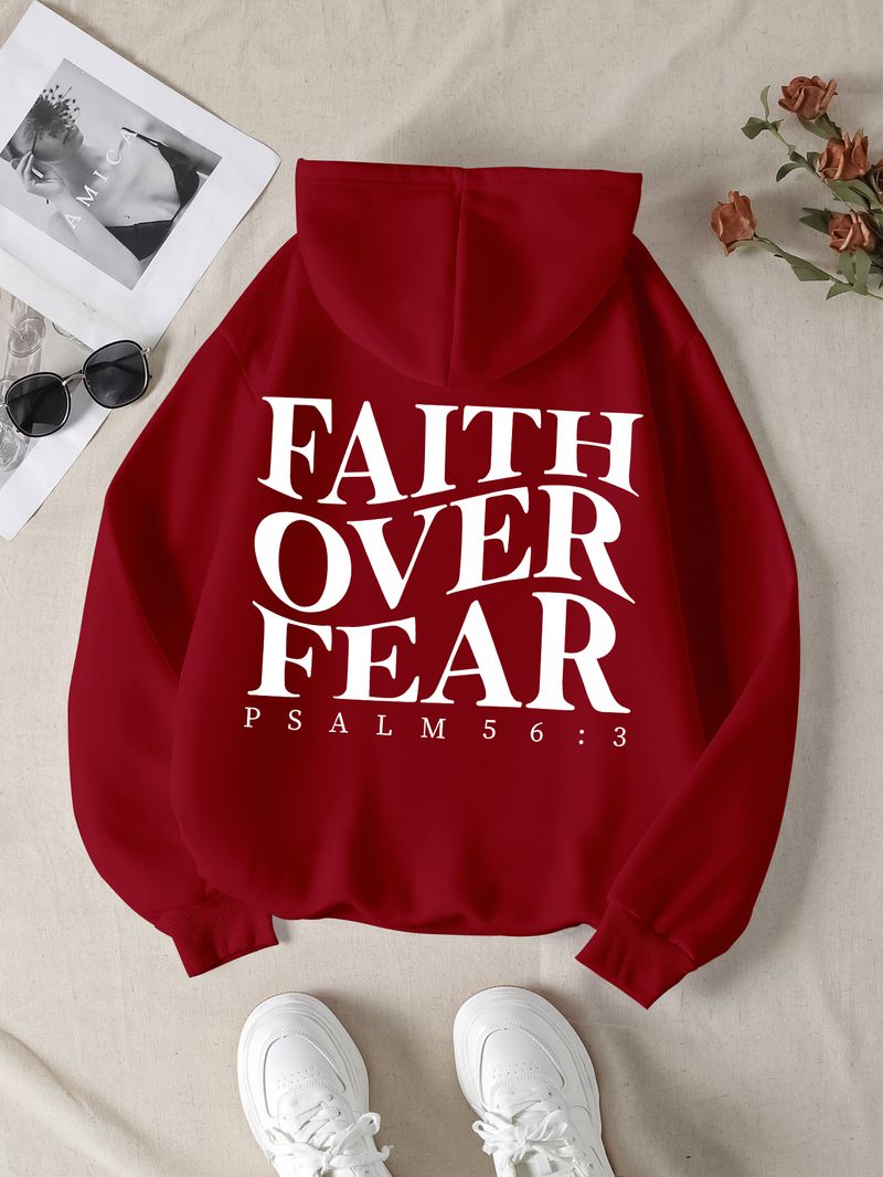 Felpa con cappuccio cristiana "Fede contro la paura" Felpa con cappuccio cristiana Felpa con cappuccio di Gesù Felpa con cappuccio alla moda Versetto della Bibbia Uomini e donne possono essere estetici 2024_voghion.com