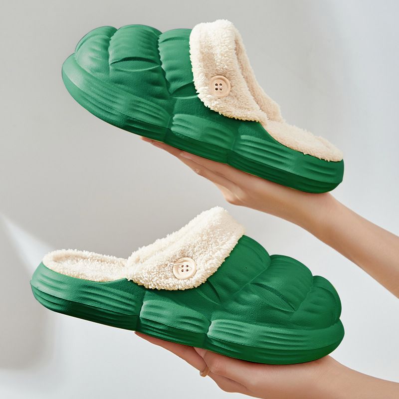 Nuove pantofole di cotone staccabili da donna, calde e impermeabili, per coppie, con suola spessa e sensazione di cacca in autunno._voghion.com