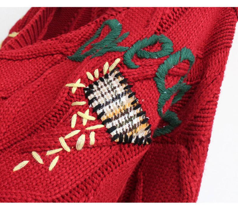 Maglione da donna ricamato con lettere, design a maglia larga, cappotto alla moda_voghion.com