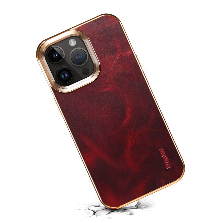Denior Is Suitable For Iphone 15 Genuine Leather Phone 13 Protective IPhone 14 Promax Cowhide Electroplating Case_voghion.com