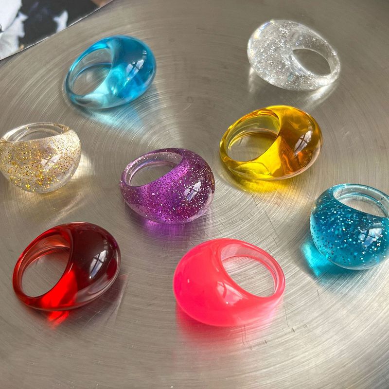 Nuovo Trend Big Round Acrylic Resin Rings Sets Donna Geometrico Colorato Anello da Dito per Ragazze Parte Moda Coreana_voghion.com