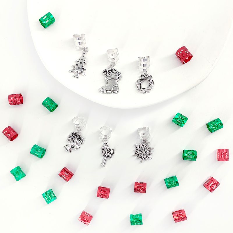 Modische Haarspange aus Metall, Dopamin-Weihnachtszopf-Accessoire mit Glöckchen-Anhänger, stylischer Haarring für festliche Looks_voghion.com