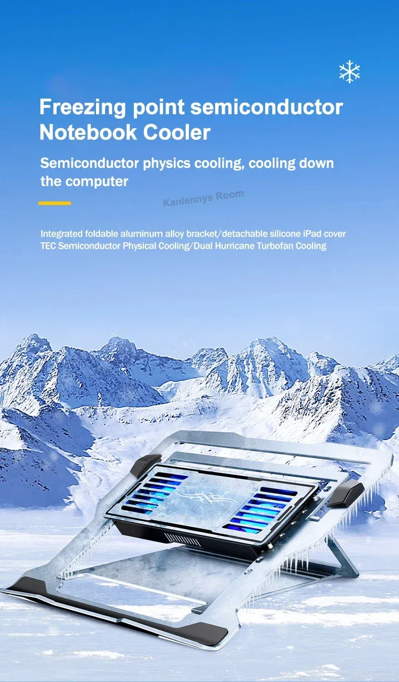 100% Authentic Product LZ-D20 Notebook Cooling Pad Aluminum Alloy Bracket Semiconductor Refrigeration Multi Angle Adjustable Laptop/Tablet_voghion.com