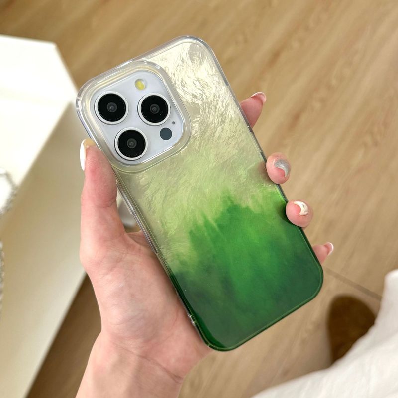 Summer Gradient Green 15 Max Phone Case Double-Sided IMD New 14 Shockproof 16 Pro High-End Feel_voghion.com