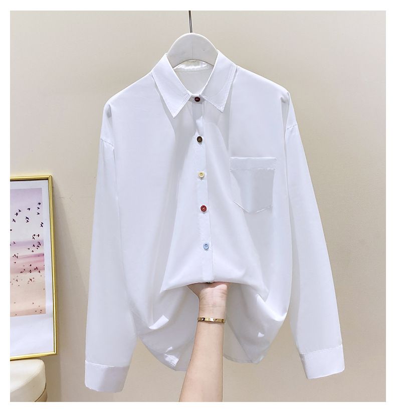 Vintage-Inspired Striped Cotton Blend Shirt For Women - Relaxed Fit, Long Sleeve, Elegant Office & Casual Wear_voghion.com