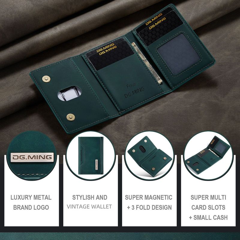 DG.MING Groene 30% Vouwkaart Tas Set Retro Pu Leren Creditcard Tas Kaarthouder Multi-Kaart Magnetische Kleine Kaart Tas_voghion.com