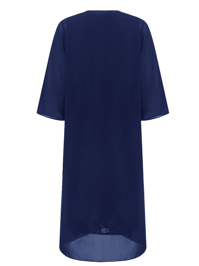 European and American large size lace two-piece elegant party dress including cardigan_voghion.com