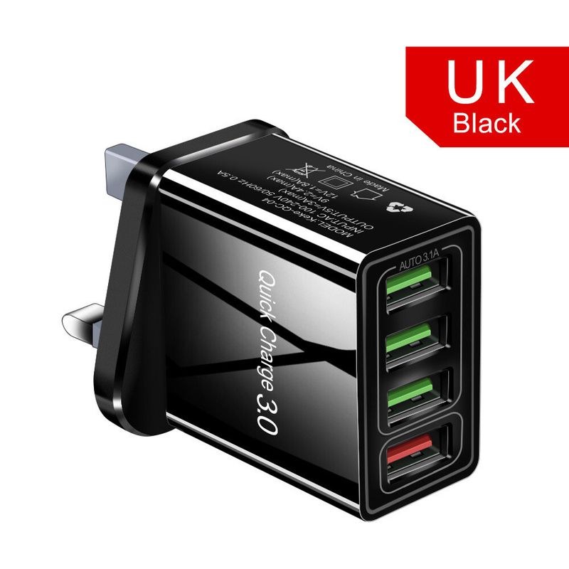 Faster Wall Charger Power Adapter Multi 4 USB For IPhone IPad Samsung UK Plug_voghion.com