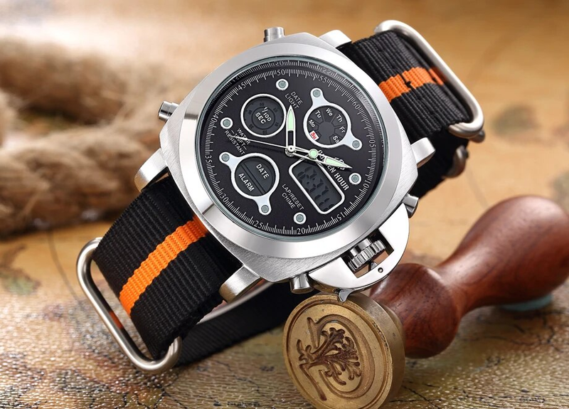 Sports Men Watches Analog Digital Dual Display Date Week Wrist Mens Watch Canvas Cool Outdoor Male Hour_voghion.com