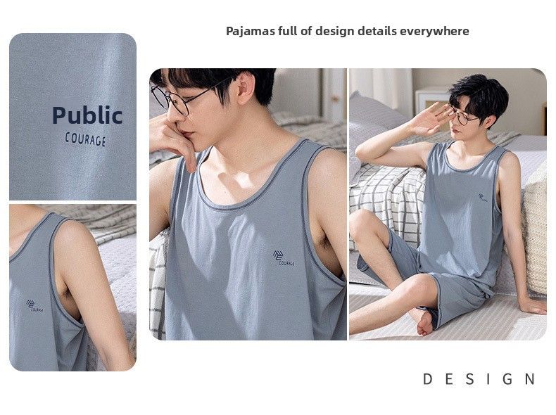 Men's Pajamas Summer Modal Vest Sleeveless Suit New Casual Loose Plus Size Can Be Worn Outside Loungewear_voghion.com