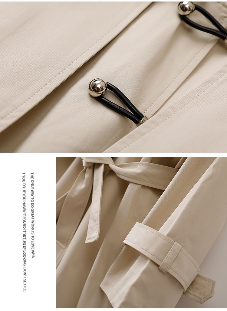Damescontrastkleurige trenchcoat met enkele rij knopen en vest met herfstrevers_voghion.com