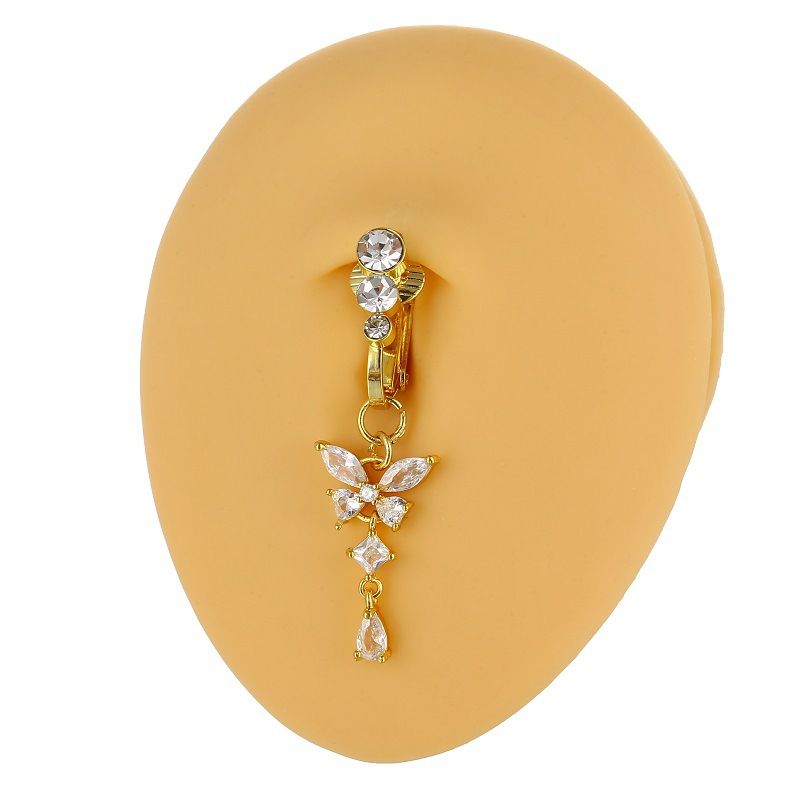 Bauchnabelring Schmetterling Bauchpiercing Clip auf Nabelschnur Bauchnabel Knorpel Clip auf Ohrringe Körperschmuck_voghion.com