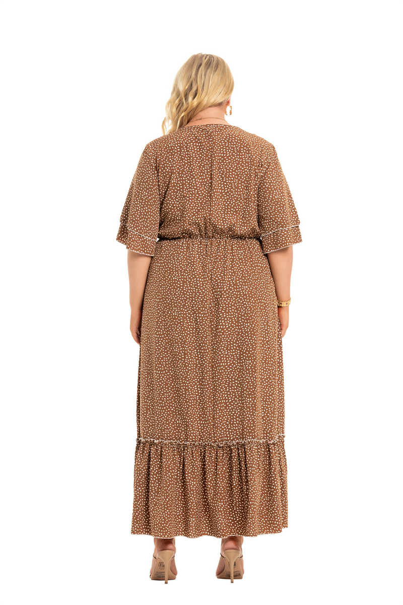 2023 Summer New V-neck Fat MM Bohemian Large Women's Plus size Klänningar_voghion.com