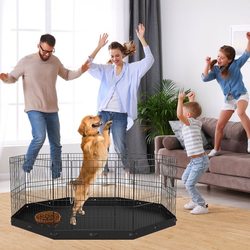 Exercise Foldable Pad Bm Crate Dog Fence Indoor With O Stakes 8 Pet Panels 24 Metal Playpen Pen H With Ground Dog Kennel Puppy_voghion.com