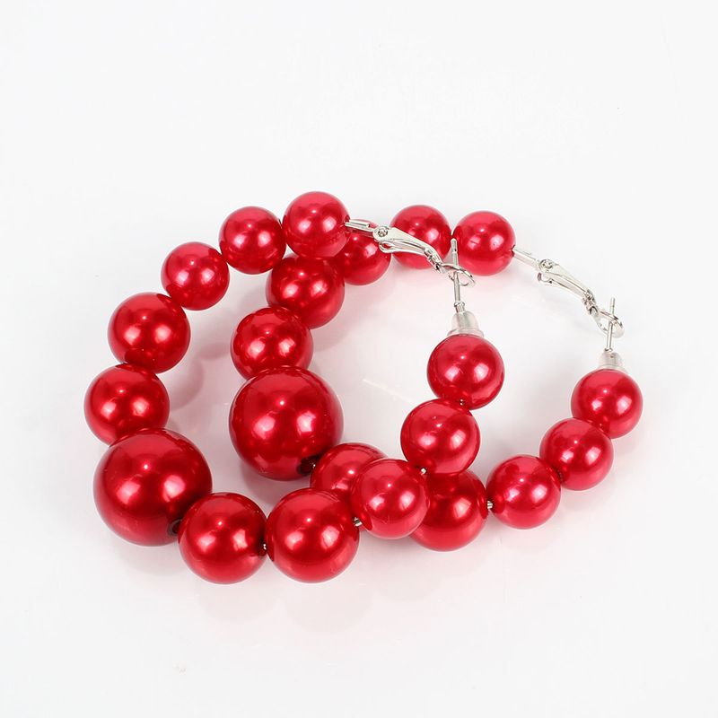 Exaggerated with fashionable large circles imitating pearl for women, hook earrings 22490_voghion.com