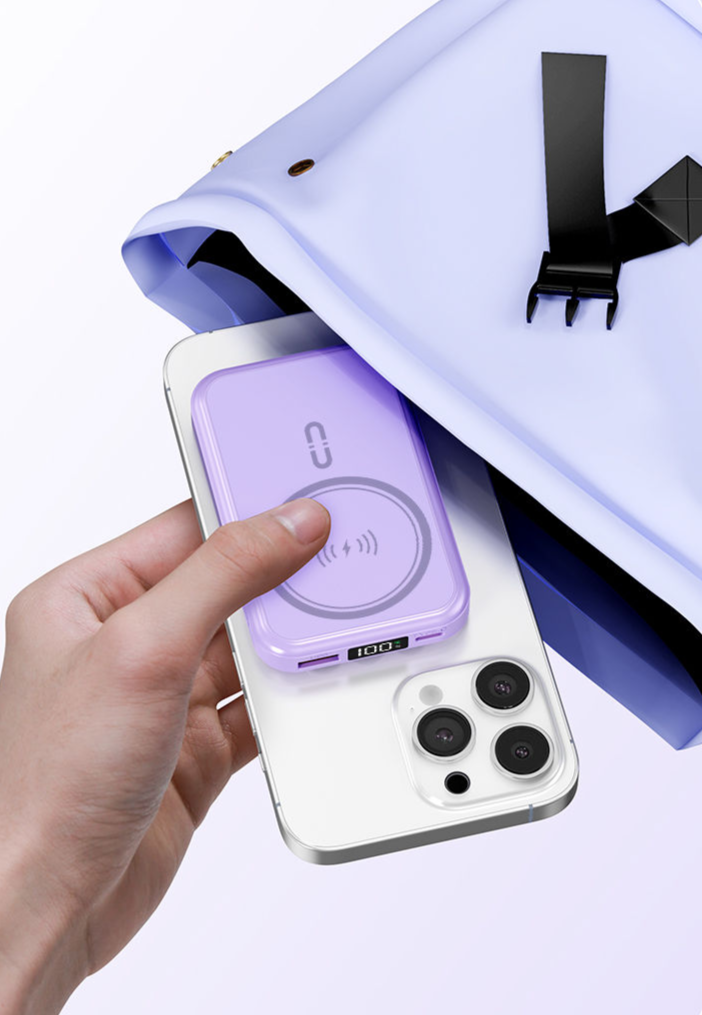 Power Bank magnetico a ricarica rapida certificato 3C con cavo integrato, portatile e wireless, compatibile con Huawei_voghion.com