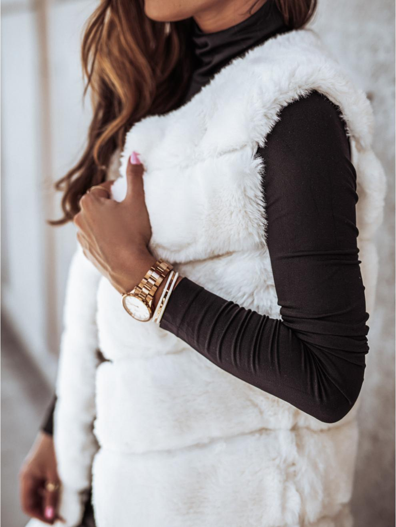 Women's autumn and winter long round neck fur vest coat_voghion.com