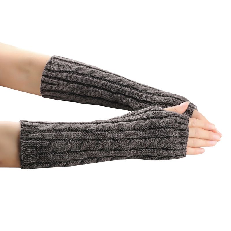 Unisex Twist 8-stellige Handschuhe Herren und Damen gleiche Wolle fingerlose Manschette gestrickt warm mittellang_voghion.com