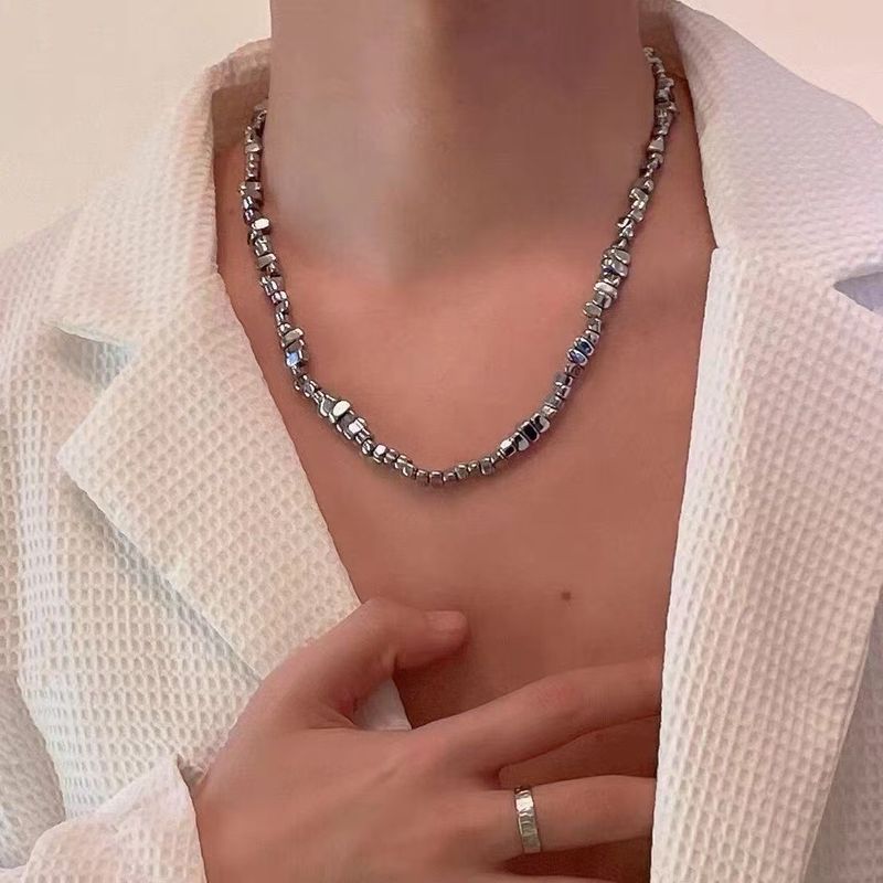 New Trendy Irregular Patchwork Stone Necklace With Unique Niche Designs For Both Men And Women, High-end Hip-hop_voghion.com