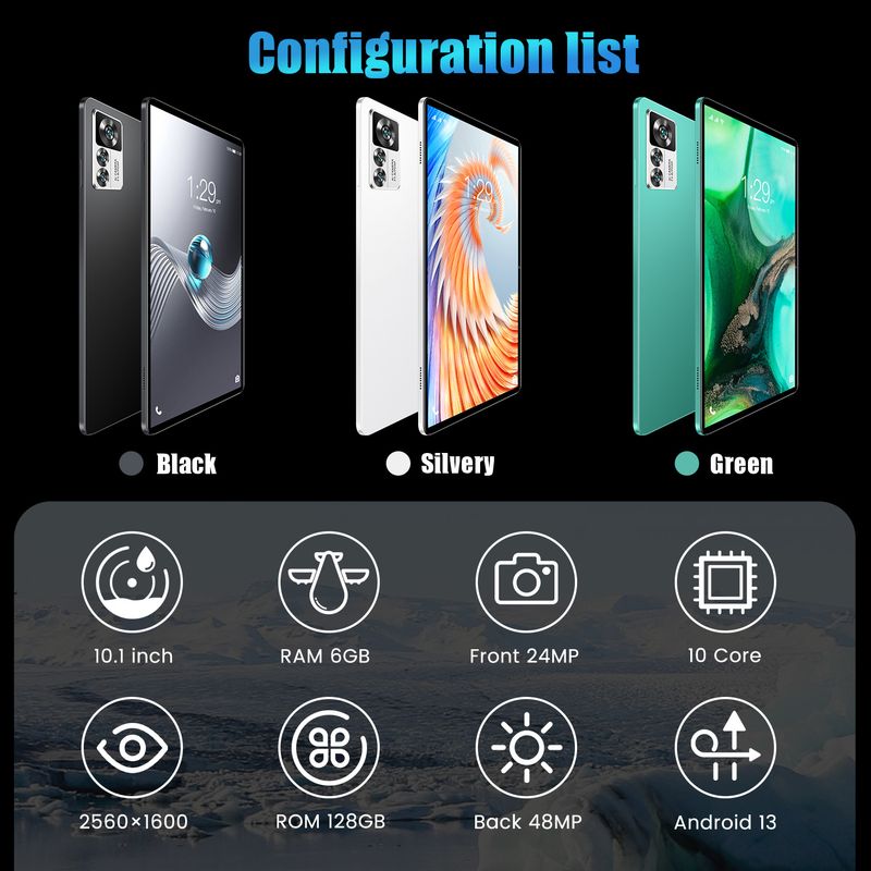 10.1 Inch Android Tablet - 4G LTE, 4GB RAM, 64GB Storage, HD Display, WiFi, Bluetooth, Kids & Learning Mode_voghion.com