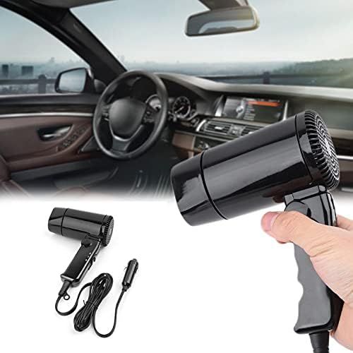 Tragbarer 12-V-Haartrockner, heiß und kalt, zusammenklappbar, für Camping und Reisen, Auto-Trockner, Gebläse, Fensterentfroster, Stecker für Zigarettenanzünder_voghion.com