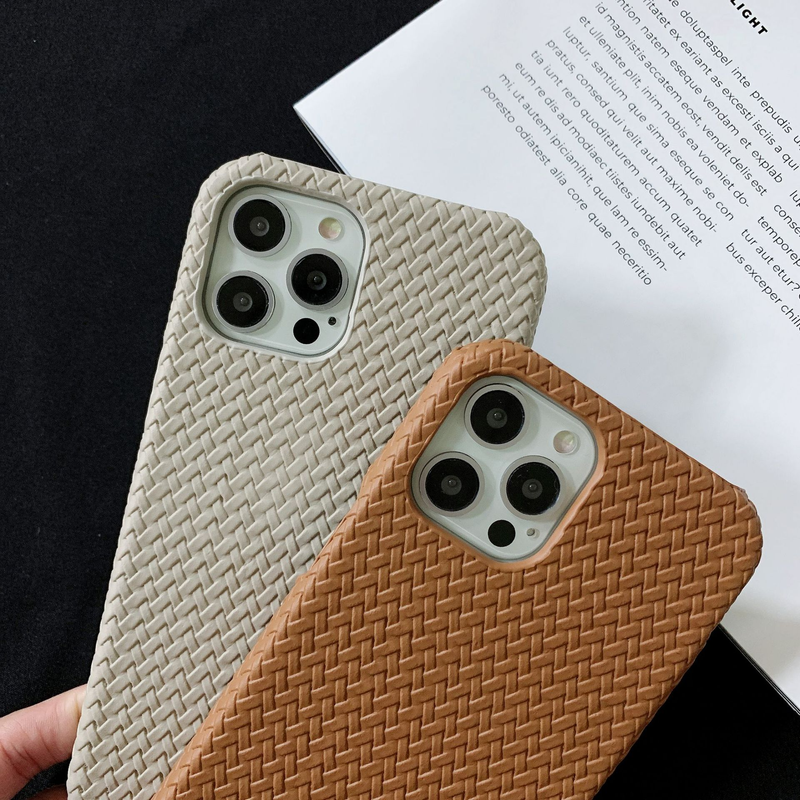 Mobile phone case retro woven pattern mobile phone case suitable for Apple iPhone13pro max/12/11/XS protective cover_voghion.com
