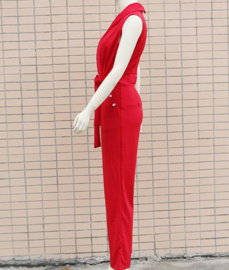 Naisten vaatteet Kevät ja kesä Naisten vaatteet Twist Button V kaula Hihaton Slim Fit haalari ammattikäyttöön_voghion.com