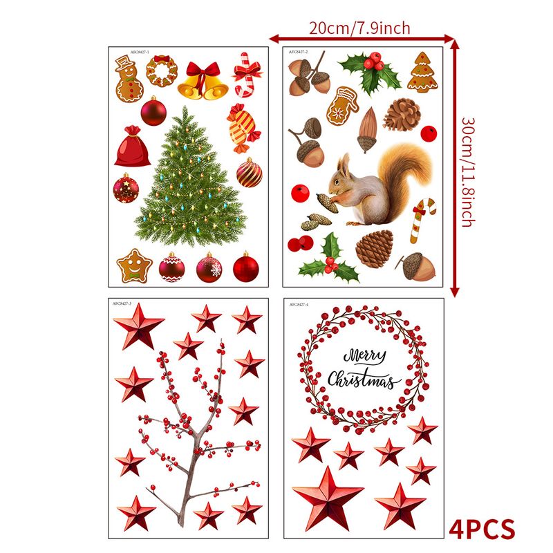 Liten ekorre julgran snöflinga PVC AFC8427 vardagsrum fönsterdekoration väggklistermärken_voghion.com
