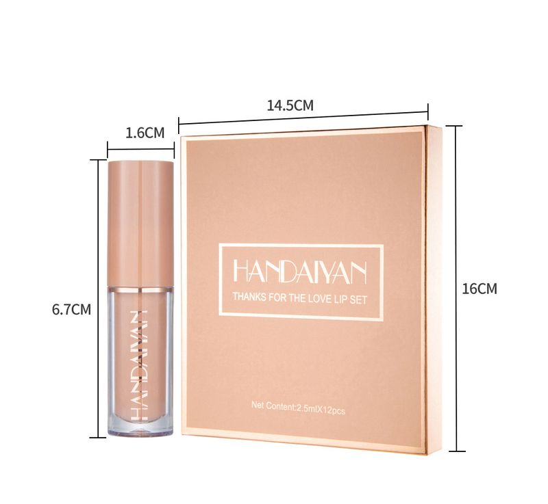 HANDAIYAN 12 - Color Pearlescent Shimmer Lip Gloss Set - Waterproof, Non - Sticky, Matte Finish_voghion.com
